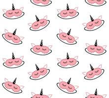 Seamless pattern of flat cartoon unicorn sleeping mask isolated vector