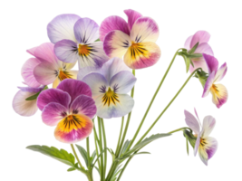 Beautiful pansy flowers in various colors create vibrant bouquet that brings joy and elegance to any setting png