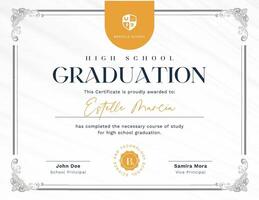 Orange White High School Graduation Certificate template