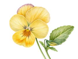 beautiful pansy flower with delicate yellow petals and green leaves showcases nature elegance and charm png