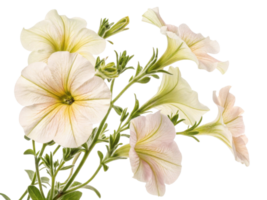 Petunia flowers bloom gracefully with soft pastel colors and delicate petals creating serene and beautiful garden atmosphere png