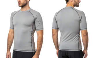 stylish mockup of gray rashguard showcasing its sleek design and comfortable fit perfect for active wear enthusiasts png