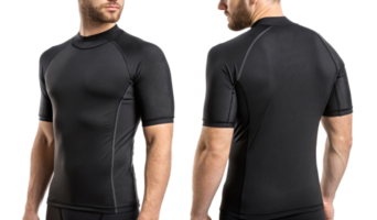 stylish rashguard mockup showcasing sleek design perfect for active wear enthusiasts. This versatile garment is ideal for various sports png