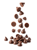 Falling chocolate chips create delightful cascade perfect for baking and snacking png