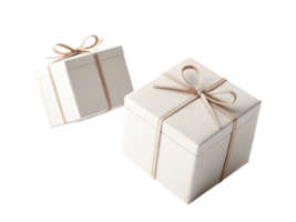 pair of elegant gift boxes with bows, perfect for special occasions and celebrations. boxes are simple yet stylish, adding touch of sophistication png