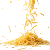 Grated cheese falls gracefully, creating delightful pile that enhances any dish with its rich flavor and texture png
