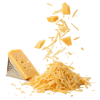 Grated cheese falls gracefully from grater creating delightful scene perfect for culinary inspiration png
