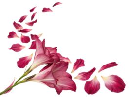 beautiful gladiolus flower with delicate petals gracefully falling, creating stunning visual display of nature elegance png