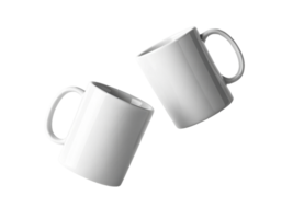 White mugs in mockup design create perfect canvas for personalized artwork or branding, ideal for showcasing creativity and style png