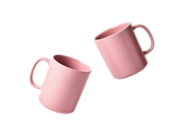 Pink mugs mockup showcasing modern design perfect for branding or promotional use. Ideal for coffee lovers and stylish presentations png