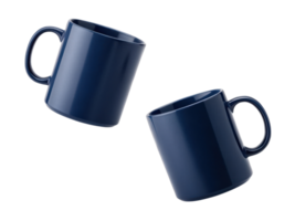 Blue mugs in mockup design create stylish and modern look perfect for showcasing beverages or branding png