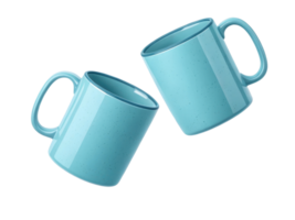 Bright blue mugs in mockup design create cheerful atmosphere perfect for any beverage png