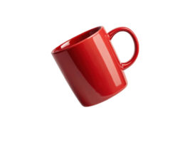vibrant red mug mockup showcases sleek design perfect for branding or personal use. This stylish piece adds pop of color to any setting png