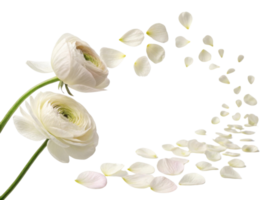 Beautiful ranunculus flowers gracefully display their delicate petals, creating serene atmosphere filled with elegance and charm png
