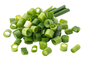 Fresh spring onion slices with vibrant green color and crisp texture perfect for adding flavor and freshness to any dish png