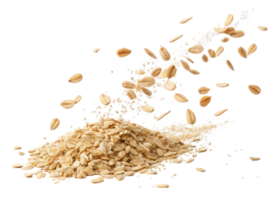 Instant oat flakes with cutout isolated on transparent background flying and falling in motion with natural texture and healthy food concept png