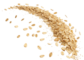 Instant oat flakes flying in dynamic cutout style isolated on transparent background with natural texture and healthy grain appeal png