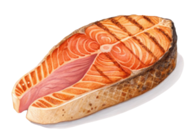 Grilled salmon steak with rich orange color and texture isolated on transparency background showing fresh and delicious seafood for healthy meals png