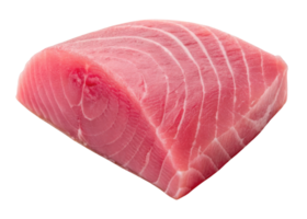 Fresh tuna meat piece isolated on transparency background with vibrant pink color and smooth texture perfect for cooking or sushi preparation png