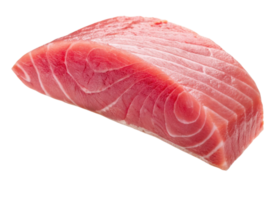 Fresh tuna steak with vibrant pink color and smooth texture ready for cooking or sushi preparation in clean isolated setting png