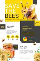 Yellow White Save The Bees Poster template