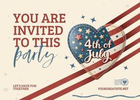 4th Of July Party Invitation Template Horizontal Version