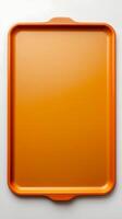 Empty Orange Plastic Tray Isolated on White Background photo