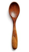 Wooden Spoon on White Background with Clipping Path, Top View photo