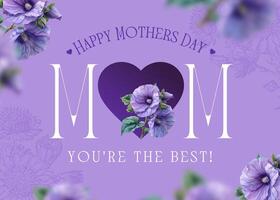 Lilac Color Flower Modern Greeting Card for Mothers Day Celebration template