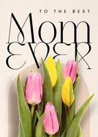 Mother's Day Greeting Card with Tulip Flowers Bouquet template