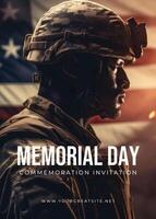 US Memorial Day Invitation Card template