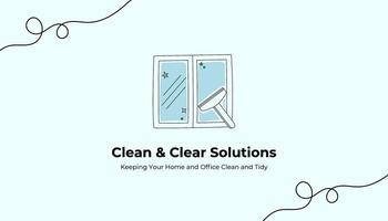 blue minimalist cleaning service business card horizontal template