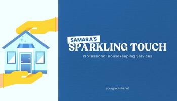 Blue Illustration Housekeeping Services Business Card template