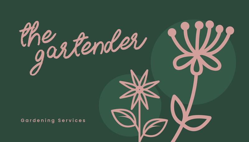 Green Pink Gardener Business Cards Horizontal Version Template
