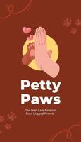 brown cute illustrated pet sitter business card vertical template