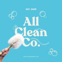 blue modern cleaning service business card template