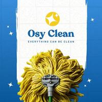 Blue yellow Cleaning Service Business Cards Square Version Template