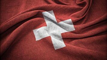 Swiss Flag Draped Fabric Texture With White Cross Emblem photo
