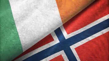 Flags of Ireland and Norway Draped Side by Side in Symbolic Unity photo