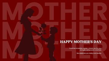 Red Simple Illustration Happy Mother's Day Twitter Post template