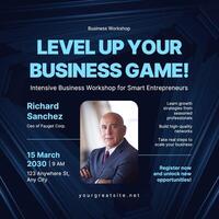 blue modern futuristic business workshop linkedin post template