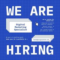 blue modern minimalist we are hiring linkedin post template