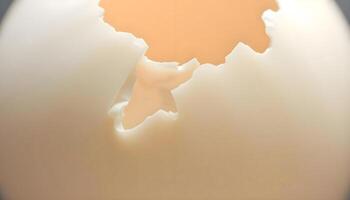 A broken egg with a hole in it photo