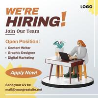 Minimalist Hiring Linkedin Post template