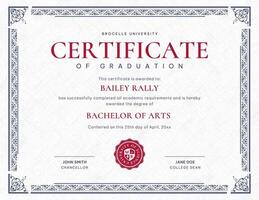 Red White Classic University Graduation Certificate template