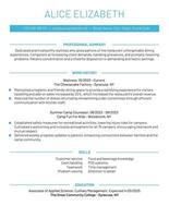 Part Time Jobs Resume for Waitress template
