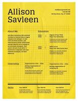 Black and Yellow Internship Fresh Graduates Resume Template