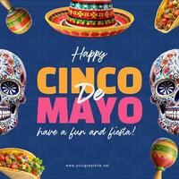 blue cinco de mayo social media post template
