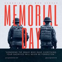 Memorial Day Greeting Instagram Post with Back View of Two Soldiers template