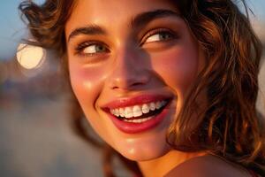 A woman with a smile on her face photo
